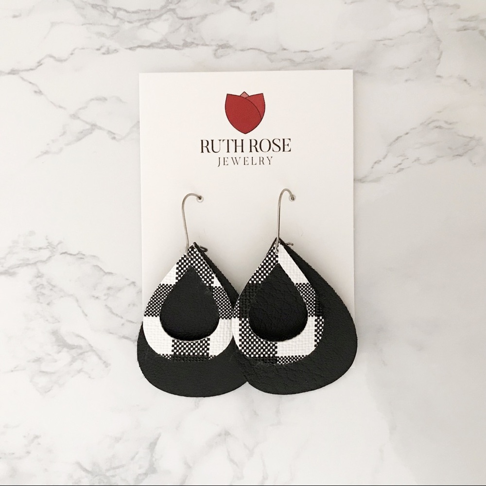Black Buffalo plaid earrings